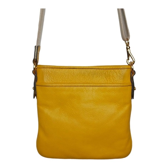 Lauren Ralph Lauren Yellow Leather Crossbody Purse Bag - Picture 4 of 16